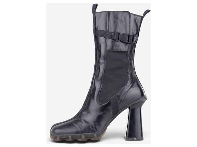 Botines de tacón Chelsea Miu Miu AW99 de puntera cuadrada y 'Bubble Sole' Negro - vista 3