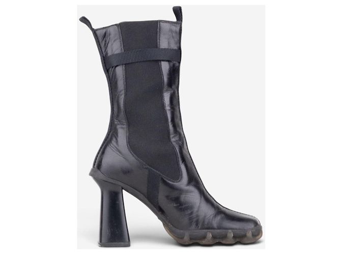 Botines de tacón Chelsea Miu Miu AW99 de puntera cuadrada y 'Bubble Sole' Negro - vista 4