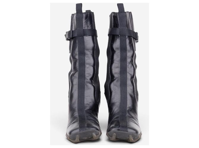Botines de tacón Chelsea Miu Miu AW99 de puntera cuadrada y 'Bubble Sole' Negro - vista 5
