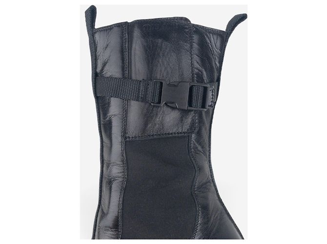 Botines de tacón Chelsea Miu Miu AW99 de puntera cuadrada y 'Bubble Sole' Negro - vista 8