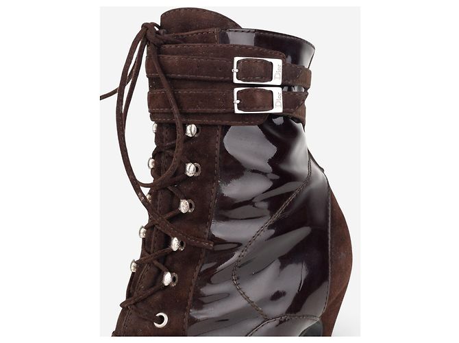Autre Marque Stivaletti bondage con lacci e tacco Dior by Galliano SS03 Marrone - vista 10