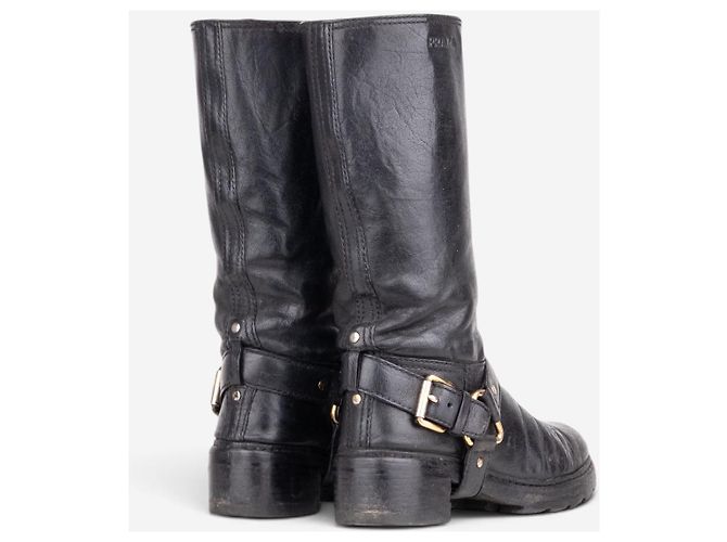 Botas altas Prada años 2000 con arnés Negro - vista 2
