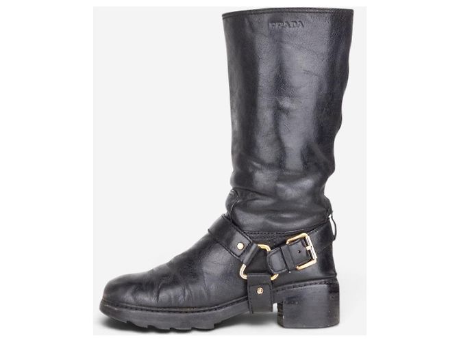 Botas altas Prada años 2000 con arnés Negro - vista 3
