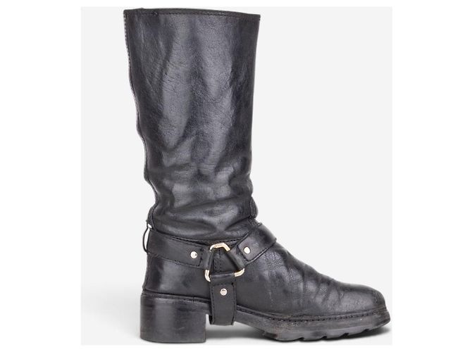 Botas altas Prada años 2000 con arnés Negro - vista 4
