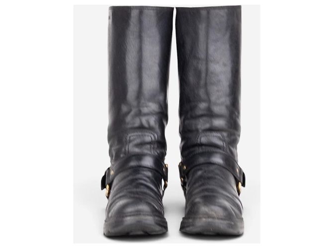 Botas altas Prada años 2000 con arnés Negro - vista 5