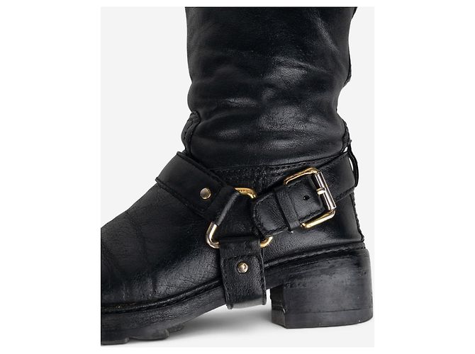 Botas altas Prada años 2000 con arnés Negro - vista 8