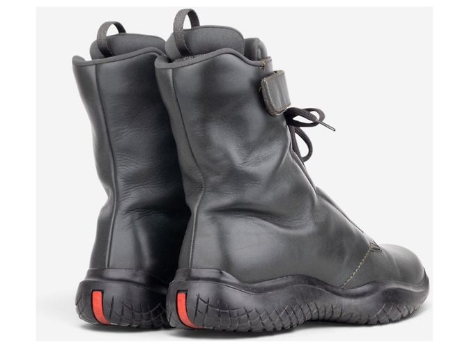 Prada AW99 Square Toe Vibram Combat Boots Grün - Ansicht 2