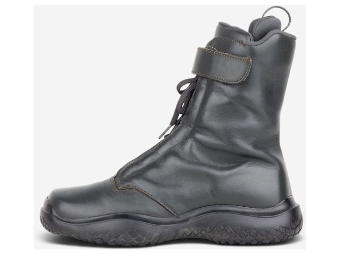 Prada AW99 Square Toe Vibram Combat Boots Grün - Ansicht 3