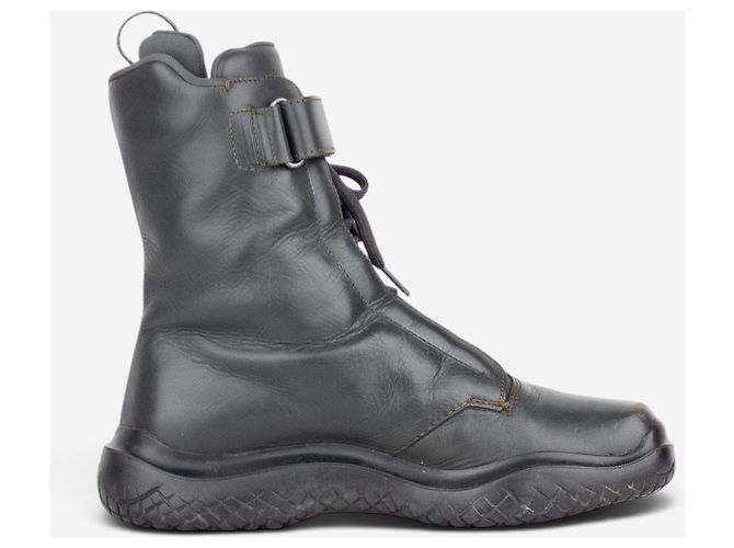 Prada AW99 Square Toe Vibram Combat Boots Grün - Ansicht 4