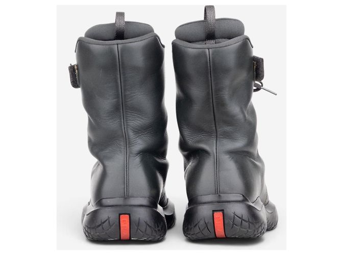 Prada AW99 Square Toe Vibram Combat Boots Grün - Ansicht 6