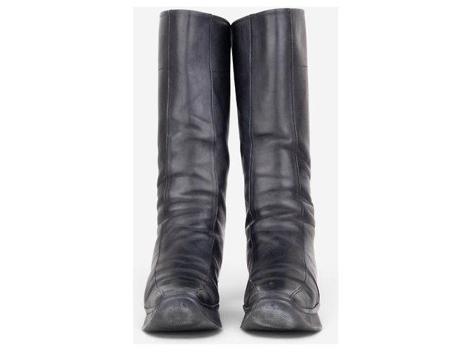 Prada 2000er Knee High Sculptural Platform Wedge Boots Schwarz - Ansicht 5