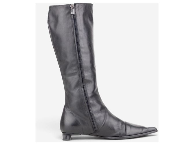 Fendi by Karl Lagerfeld Reitstiefel mit mittlerem Schaft aus den 2000ern Schwarz - Ansicht 2