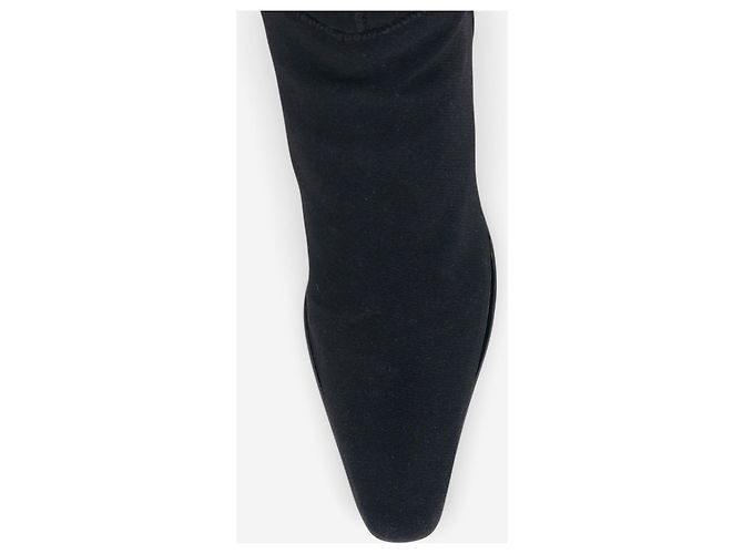 Prada 2000s Knee High Neoprene Kitten Heel Boots Black - view 6