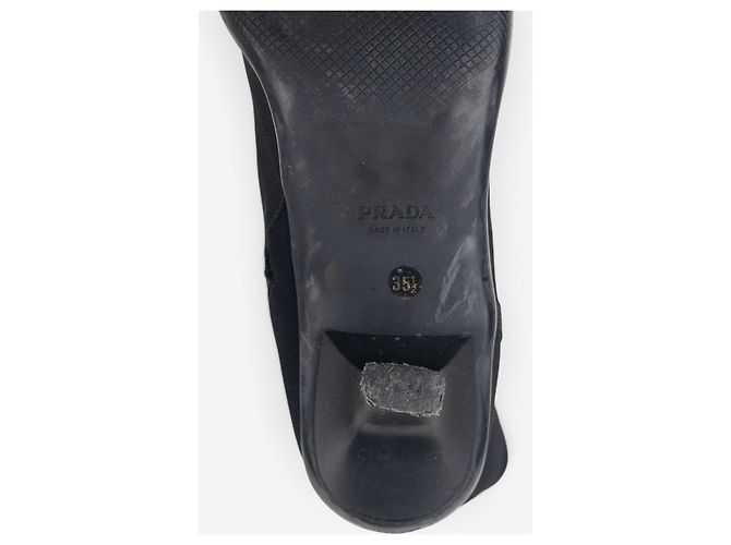 Prada 2000s Knee High Neoprene Kitten Heel Boots Black - view 8
