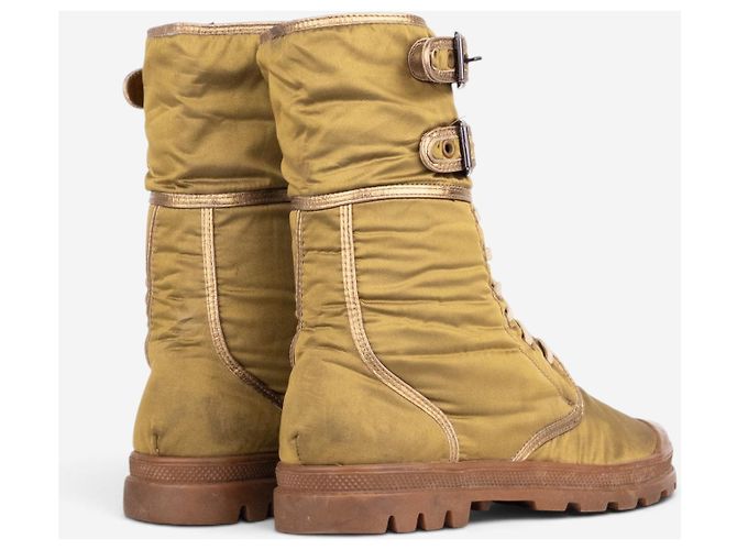 Helmut Lang AW03 Metallic Gold-Colored Bondage Combat Boots Golden - view 3
