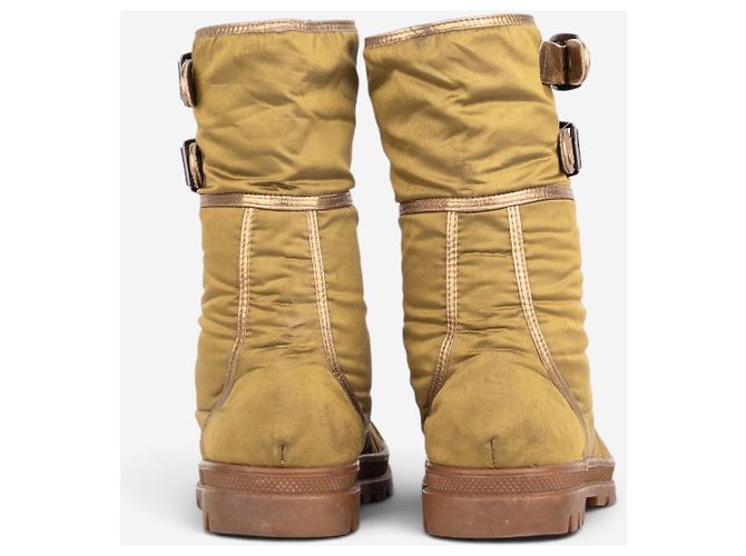 Helmut Lang AW03 Metallic Gold-Colored Bondage Combat Boots Golden - view 4
