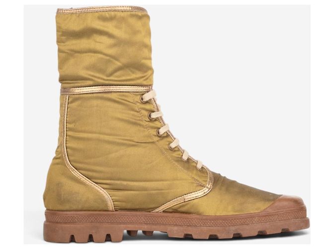 Helmut Lang AW03 Metallic Gold-Colored Bondage Combat Boots Golden - view 6