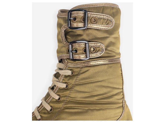 Helmut Lang AW03 Metallic Gold-Colored Bondage Combat Boots Golden - view 8