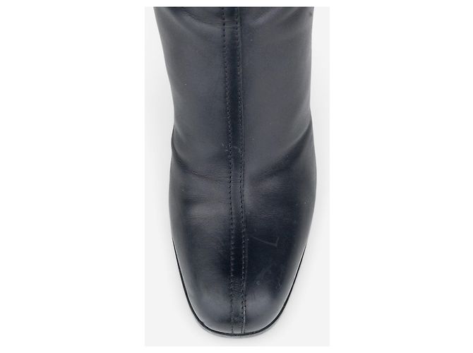 Botas de tacón de nailon con banda lateral Prada años 2000, caña alta Negro - vista 7