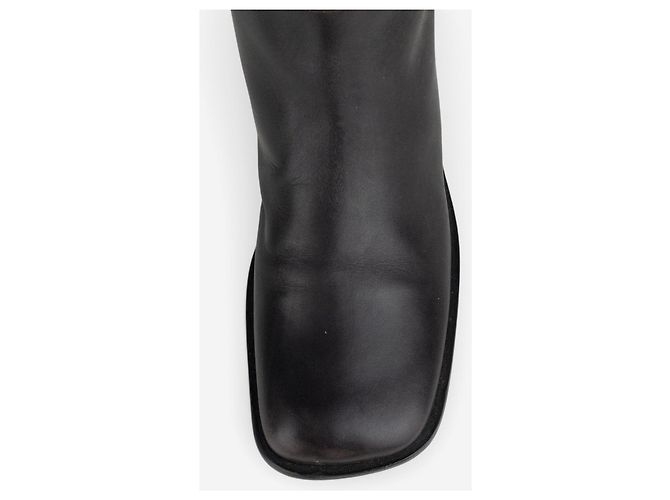 Prada SS99 Knee-High Platform Split Sole Riding Boots Brown - view 7