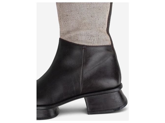 Prada SS99 Knee-High Platform Split Sole Riding Boots Brown - view 8