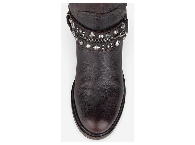 Stivali biker con borchie e imbracatura Miu Miu anni 2000 Marrone - vista 7