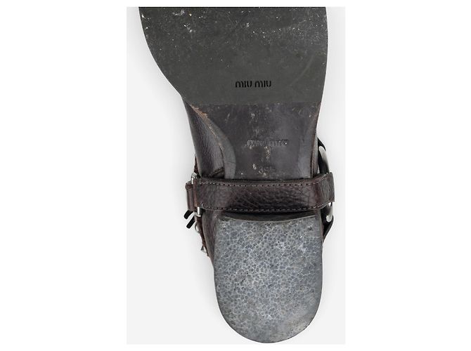 Stivali biker con borchie e imbracatura Miu Miu anni 2000 Marrone - vista 9