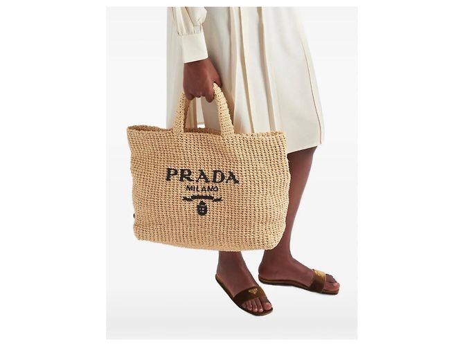 Prada Raffia Tote Bag Beige - Ansicht 5