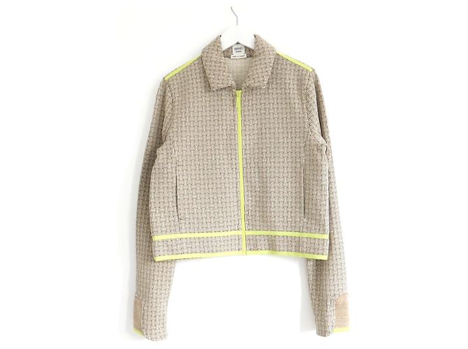 Hermès Mosaique Weave Bomberjacke Beige Hellbraun - Ansicht 3