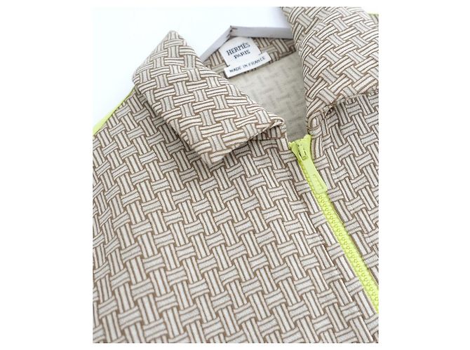 Hermès Mosaique Weave Bomberjacke Beige Hellbraun - Ansicht 5