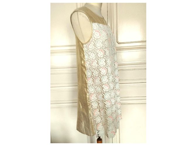 Manoush Blor kurzes Spitzenkleid in Gold Weiß Golden - Ansicht 14