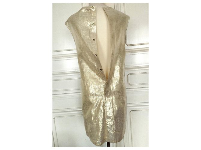 Manoush Blor kurzes Spitzenkleid in Gold Weiß Golden - Ansicht 17
