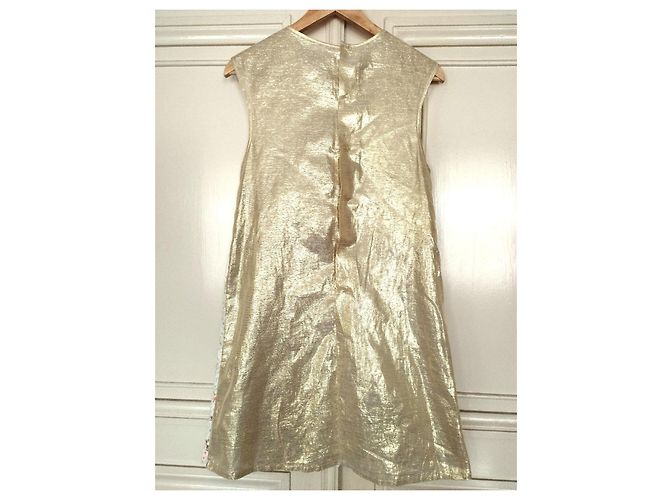 Manoush Blor kurzes Spitzenkleid in Gold Weiß Golden - Ansicht 2
