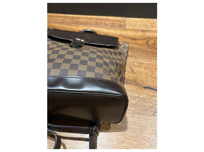 Louis Vuitton Montsouris GM Zaino Damier Ebene Marrone - vista 10