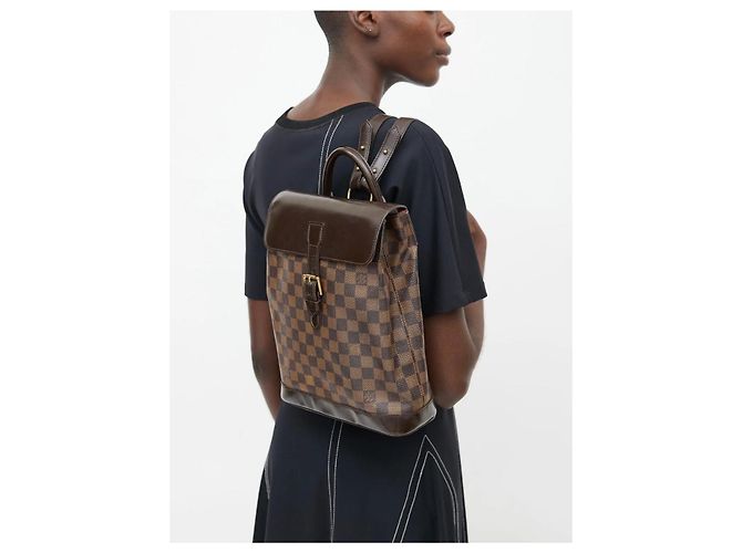 Louis Vuitton Montsouris GM Zaino Damier Ebene Marrone - vista 12