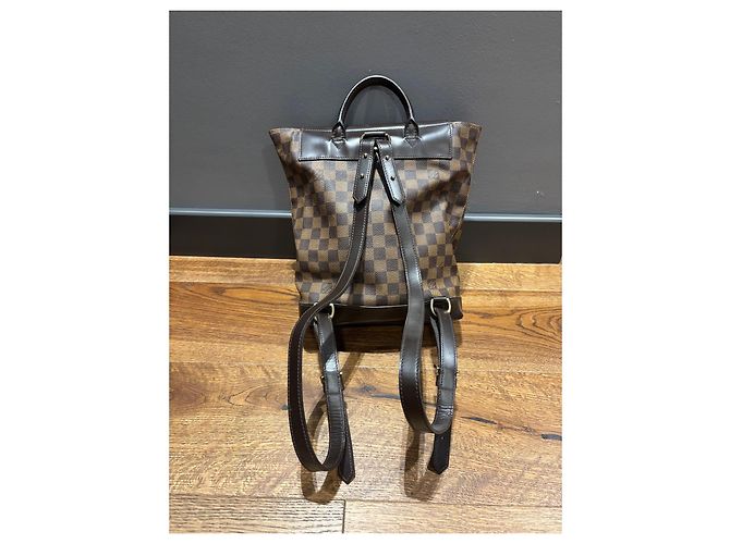 Louis Vuitton Montsouris GM Zaino Damier Ebene Marrone - vista 15