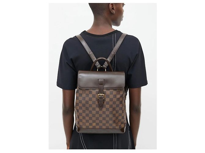 Louis Vuitton Montsouris GM Zaino Damier Ebene Marrone - vista 9
