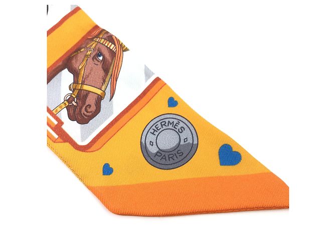 Hermès Hermes TWILLY SCARF Silk Long Orange - vue 4