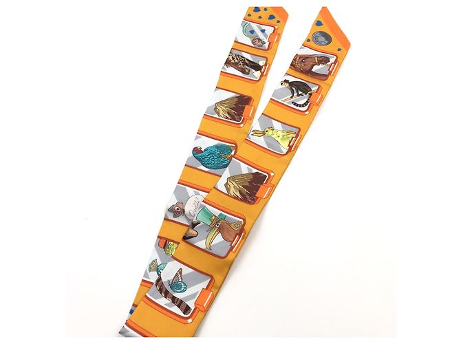 Hermès Hermes TWILLY SCARF Silk Long Orange - vue 5