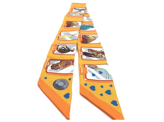 Hermès Hermes TWILLY SCARF Silk Long Orange - vue 6