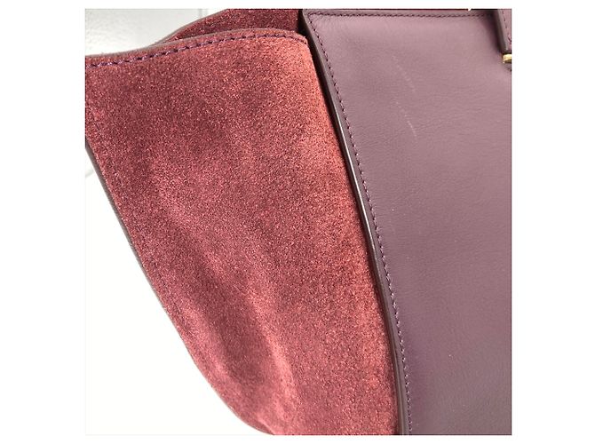 Borsa Tote Giorgio Armani in camoscio bordeaux Rosso Bordò - vista 6