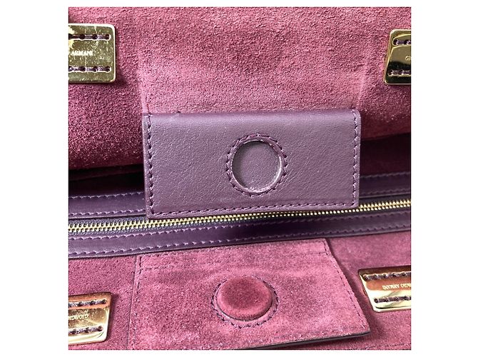 Borsa Tote Giorgio Armani in camoscio bordeaux Rosso Bordò - vista 8