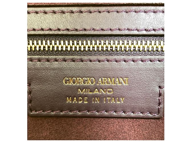 Borsa Tote Giorgio Armani in camoscio bordeaux Rosso Bordò - vista 9