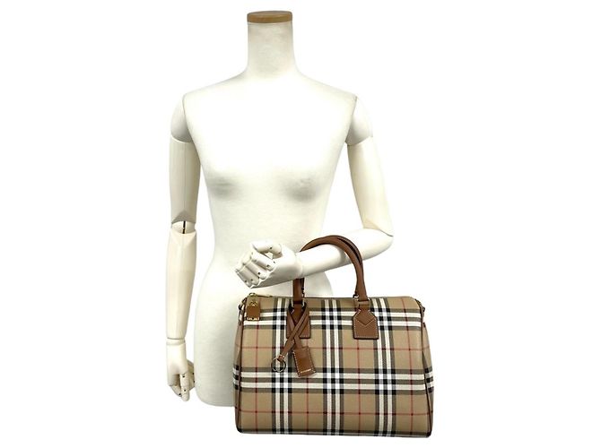 Borsa Burberry Bowling Mini Boston Bag Beige - vista 10