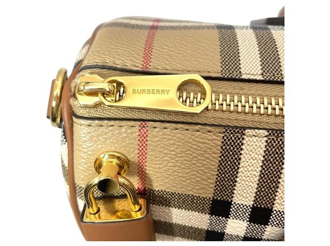 Borsa Burberry Bowling Mini Boston Bag Beige - vista 6