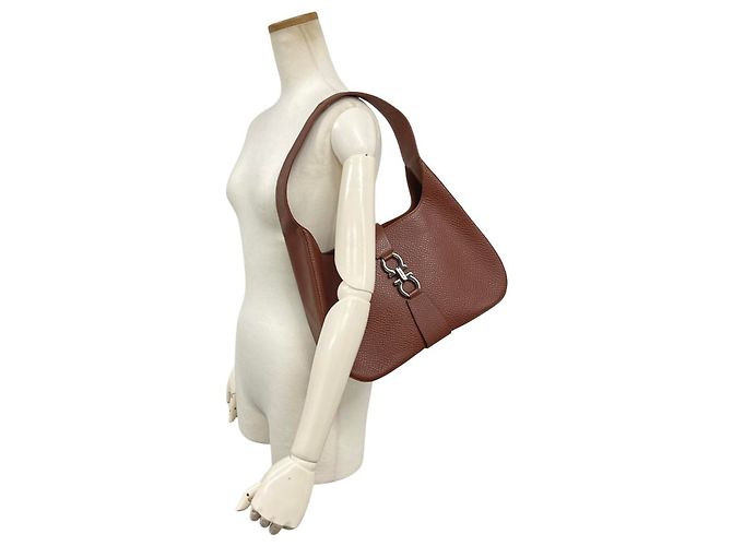 Borsa a tracolla Salvatore Ferragamo Gancini Marrone - vista 11