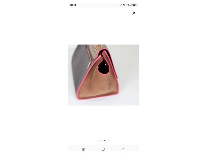 Céline Borsa Celine Trapeze Tricolor in pelle e camoscio Marrone Beige Marrone scuro - vista 4