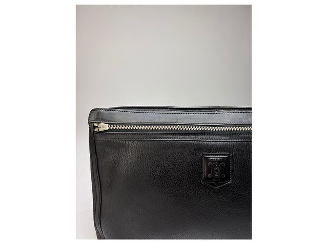 Céline Pouch Vintage Celine in pelle liscia Nero Argento - vista 11