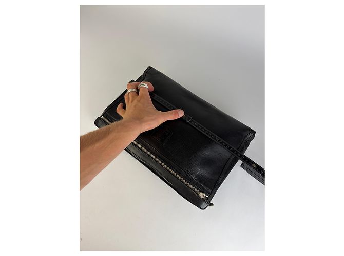 Céline Pouch Vintage Celine in pelle liscia Nero Argento - vista 12