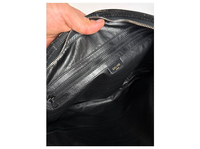 Céline Pouch Vintage Celine in pelle liscia Nero Argento - vista 4